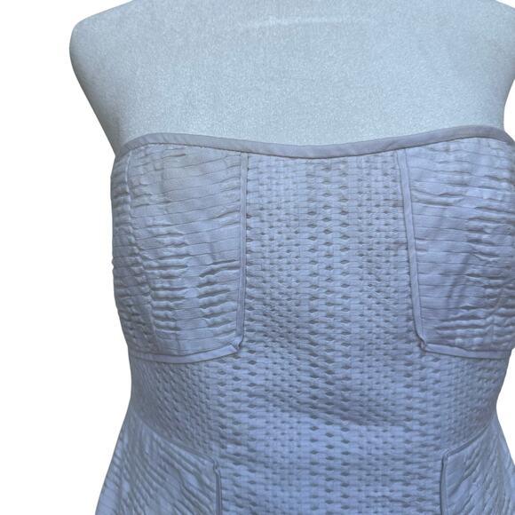 Tibi Strapless White Textured A-Line Dress - Size 6 - Picture 5 of 10